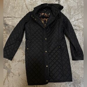 Ralph Lauren Black Quilted Jacket with Equestrian Print